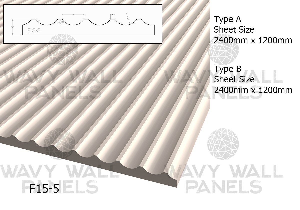 F15-5 Concave Fluted Wall Panel 2.4m x 1.2m