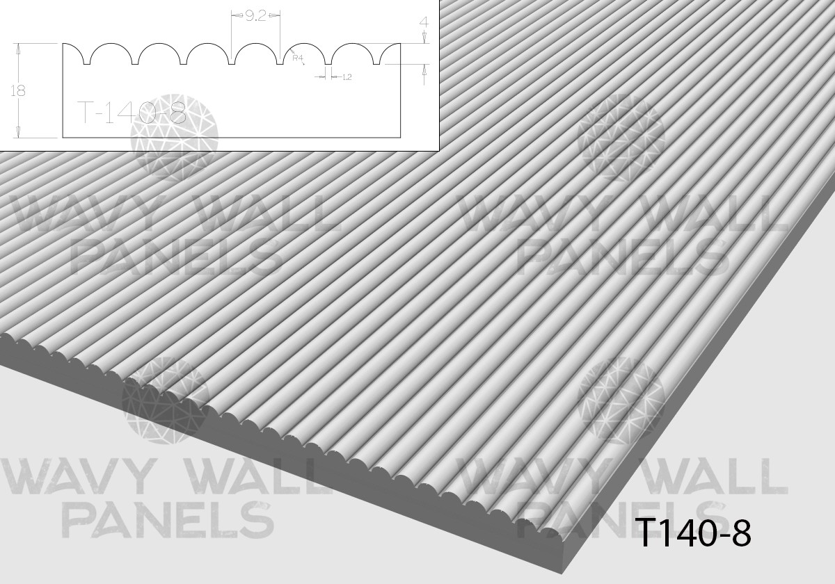 T140 Convex Reeded Wall Panel 2.4m x 1.215m